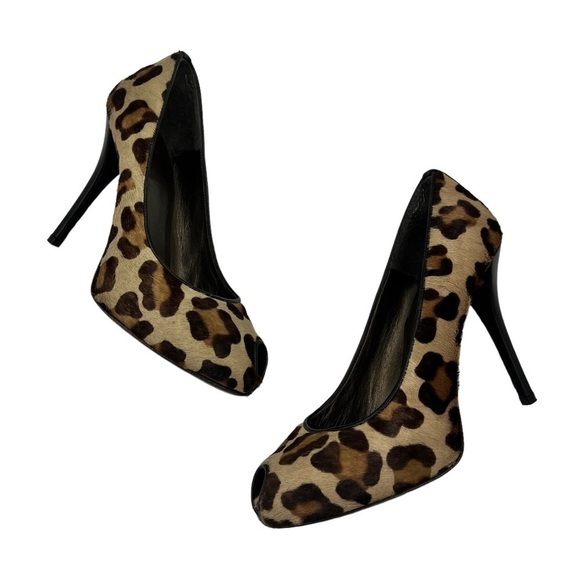 STUART WEITZMAN Pipespy Leopard-print Calf Hair Peep-Toe Platform Pump - Picture 5 of 13